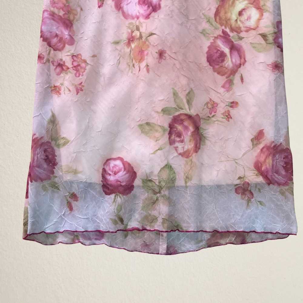 Vintage Y2K pink floral rose romantic surplice wr… - image 4