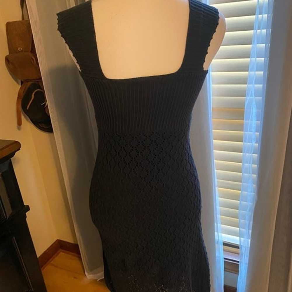 Vintage 90’s black crochet knit mini dress - image 4