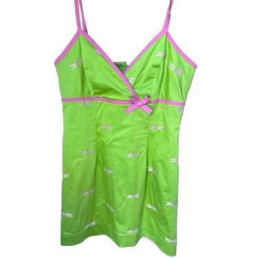 Lilly Pulitzer Dress Pink/Green Dragonfly Spaghett