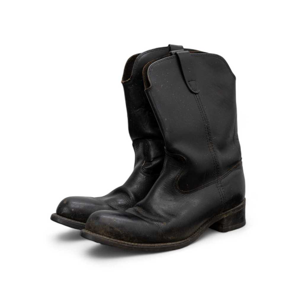 Vintage BLACK LEATHER BOOTS - 1970'S - image 1