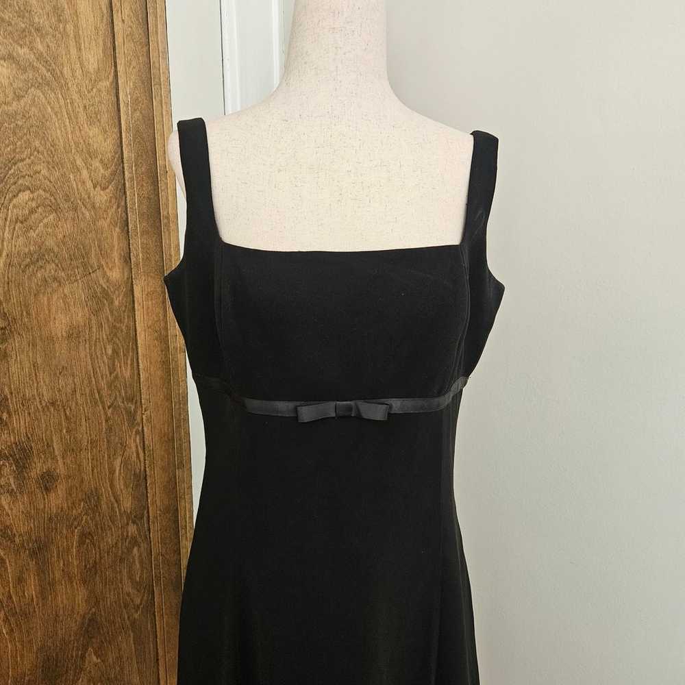 Vintage 90s Sheer Black Dress Knee Length Empire … - image 2