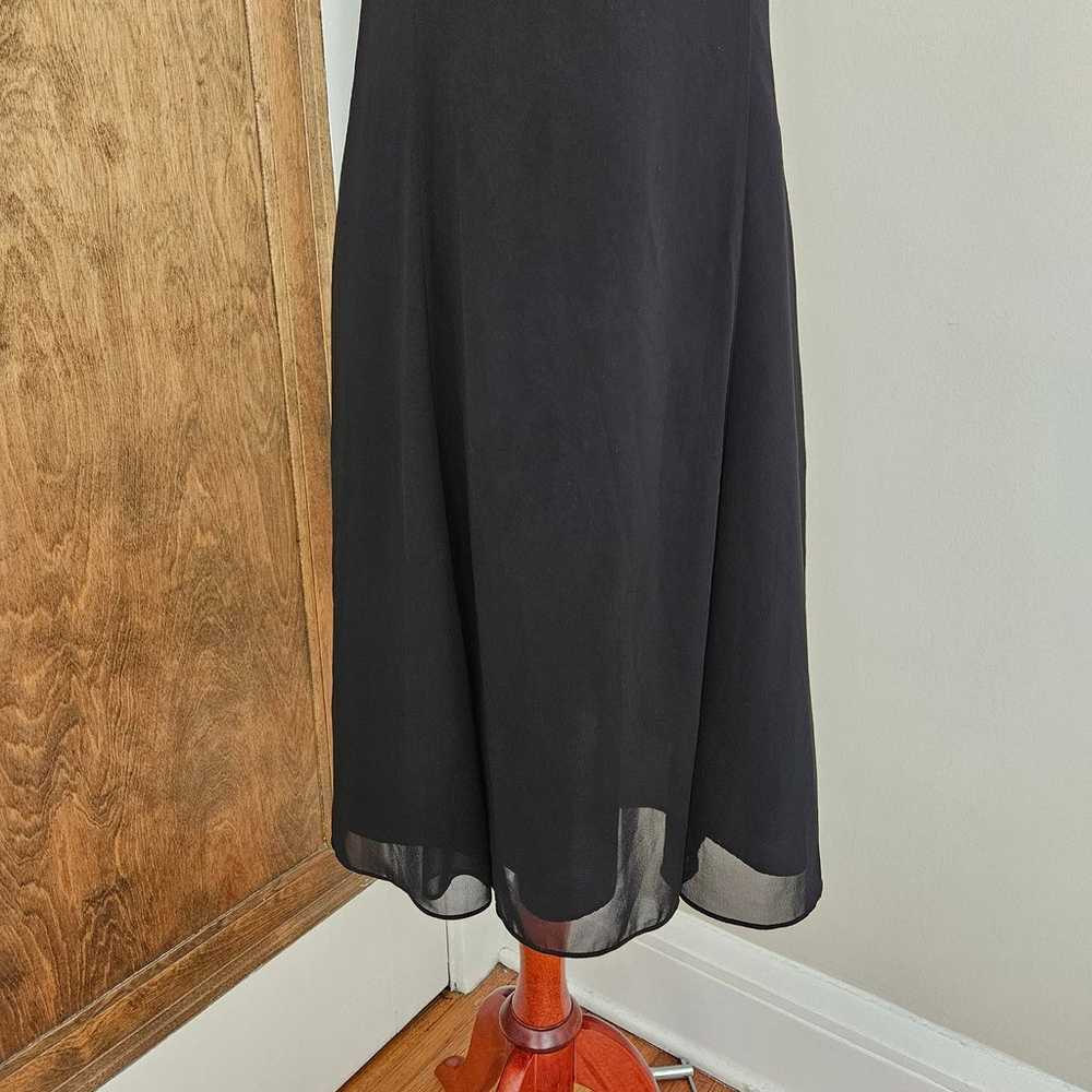 Vintage 90s Sheer Black Dress Knee Length Empire … - image 3