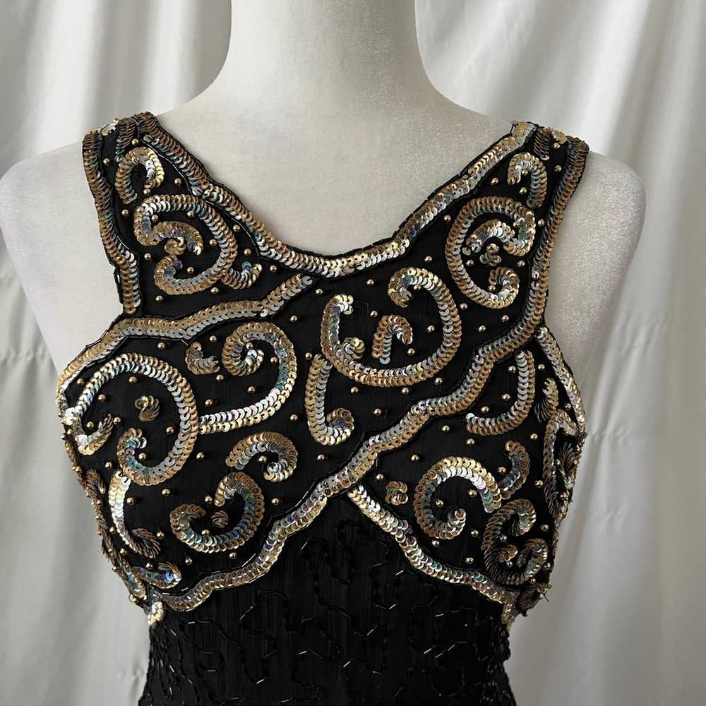 Vintage Black Seauin Beaded Halter Dress - image 4