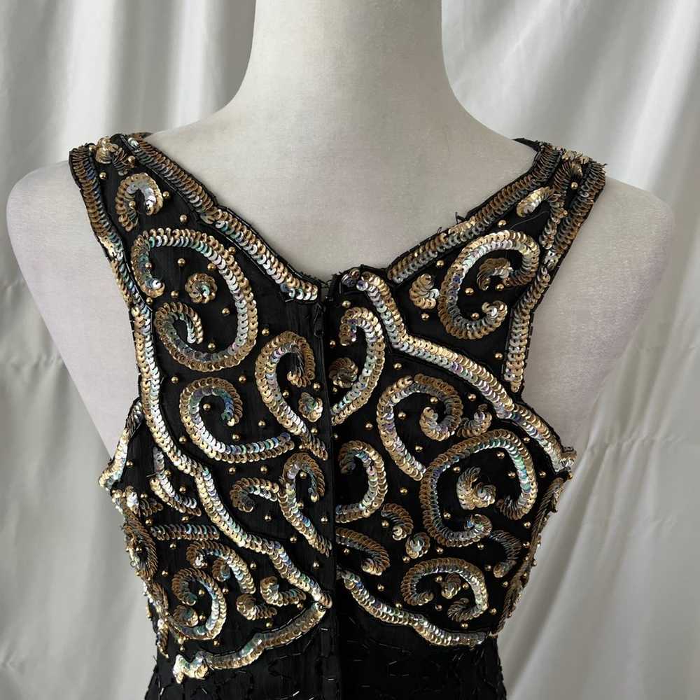 Vintage Black Seauin Beaded Halter Dress - image 5