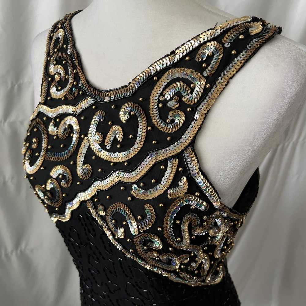 Vintage Black Seauin Beaded Halter Dress - image 7