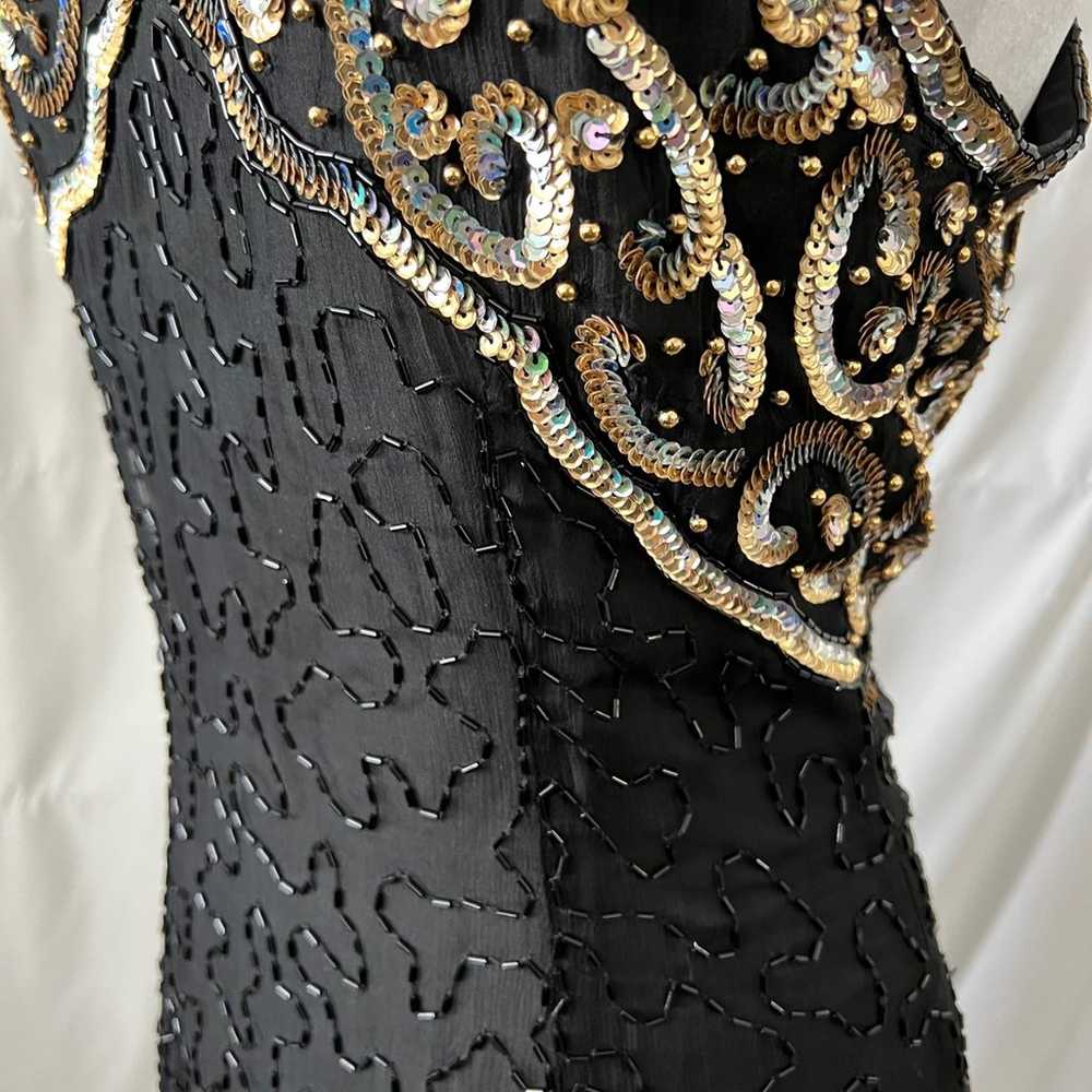 Vintage Black Seauin Beaded Halter Dress - image 9