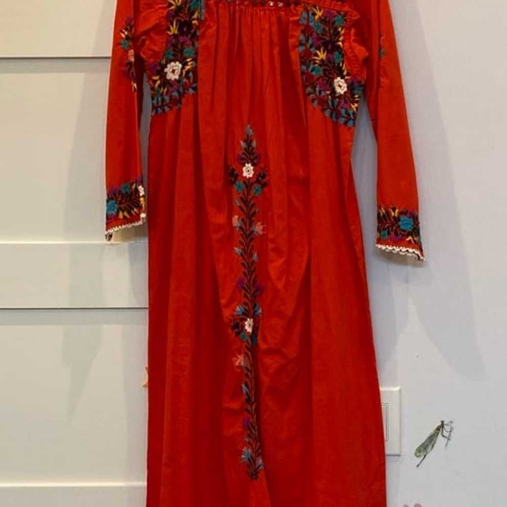 Red Floral Embroidered Maxi Dress - image 1