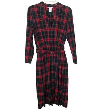 Vintage 80s Talbots Plaid Dress Size 8 Belt Tartan