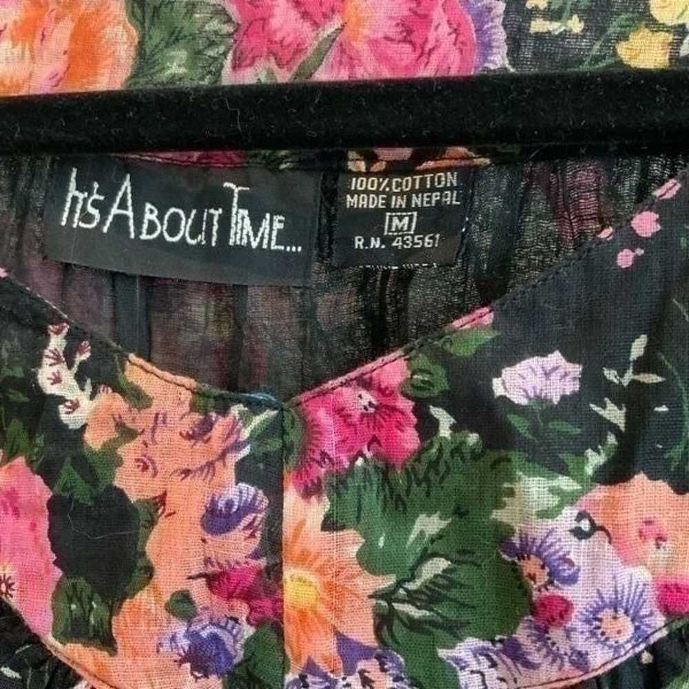 Vintage It’s About Time 100% Cotton Floral Pajama… - image 3