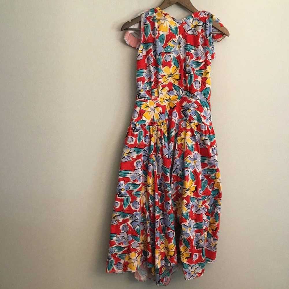 Vintage 1980’s Dress Floral Abstract Print Size 9… - image 3