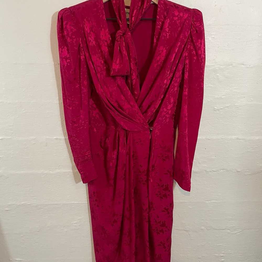 WOMENS VINTAGE WAYNE CLARK PINK SILK WRAP DRESS S… - image 1