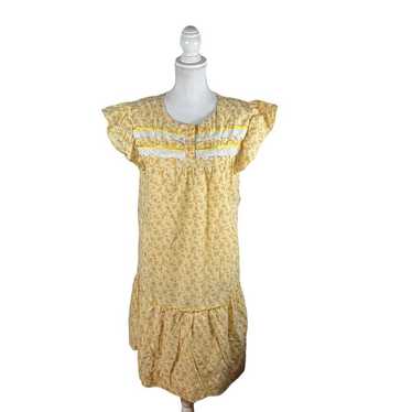 Vintage 1980s Yellow Orange Lace House Dress