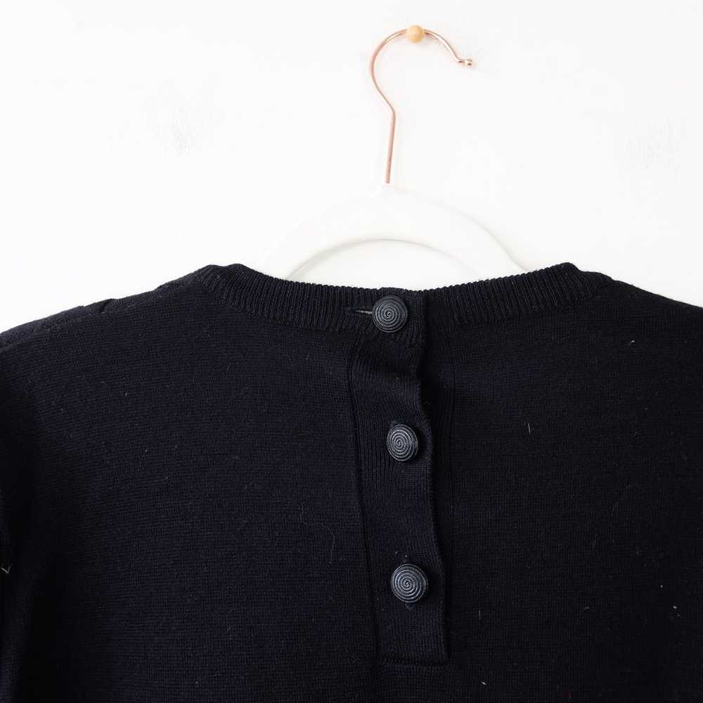 Vintage Black Wool Blend Knit Sweater Dress Medium - image 4