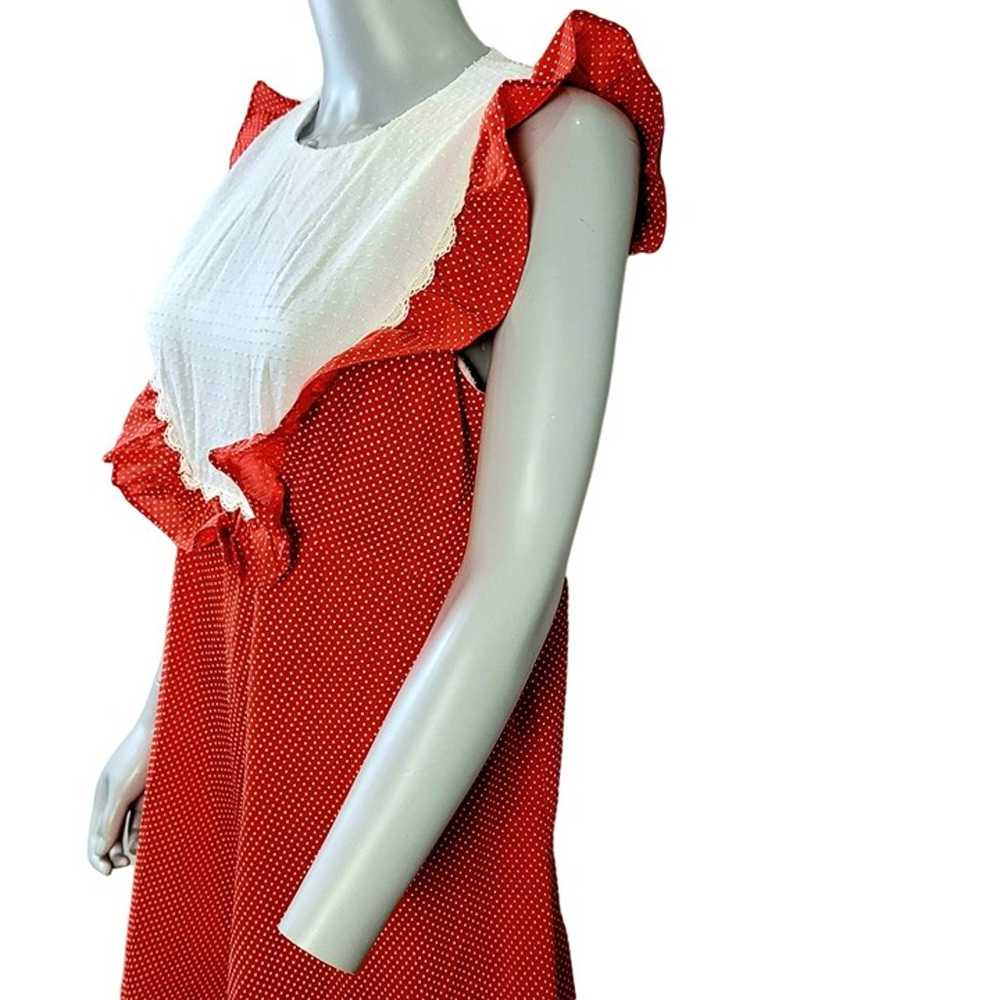 Vintage 60s Hawaiian Maxi Dress Women Medium Red … - image 11