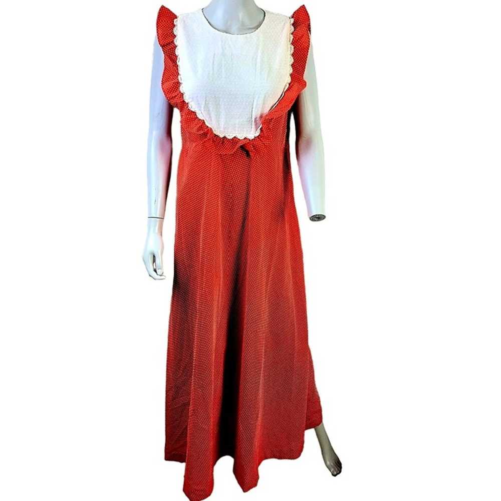 Vintage 60s Hawaiian Maxi Dress Women Medium Red … - image 1