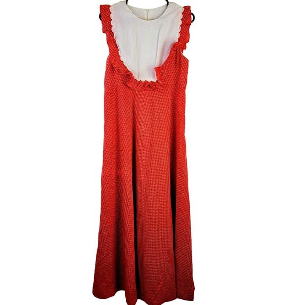 Vintage 60s Hawaiian Maxi Dress Women Medium Red … - image 4