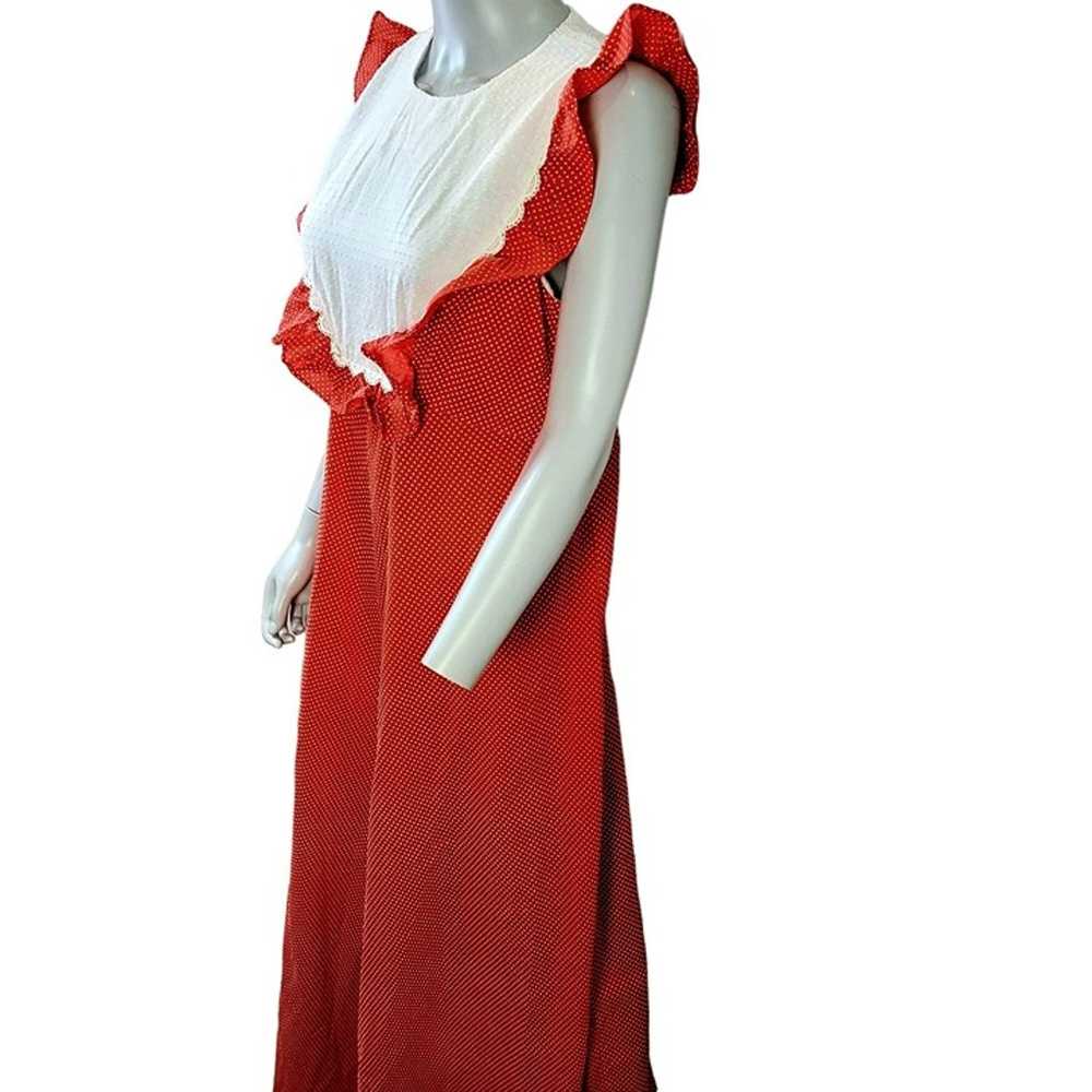 Vintage 60s Hawaiian Maxi Dress Women Medium Red … - image 7