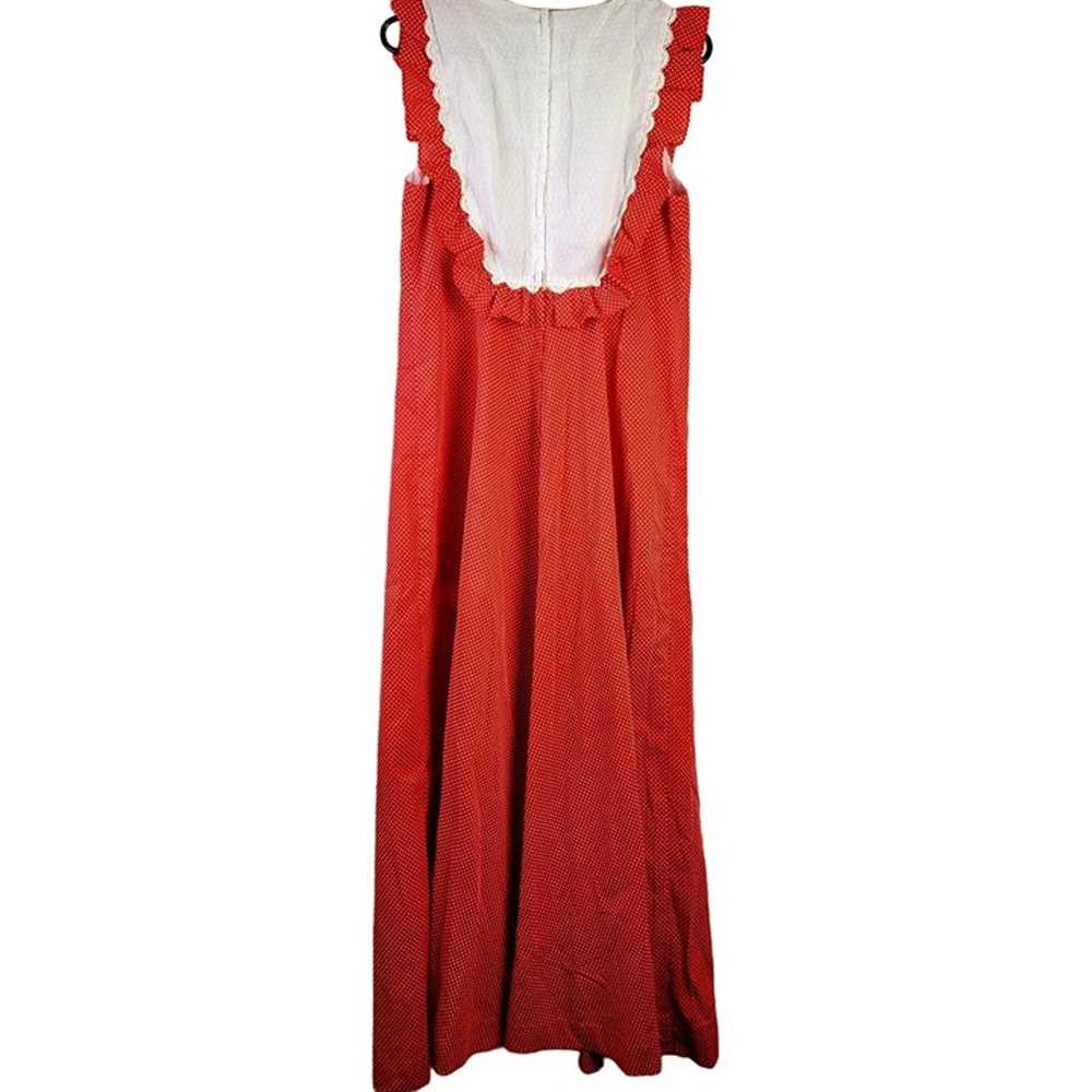 Vintage 60s Hawaiian Maxi Dress Women Medium Red … - image 8