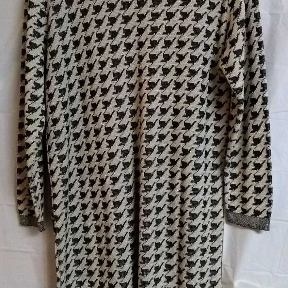 Vintage Shiny Cream Black Sweater Dress - image 3