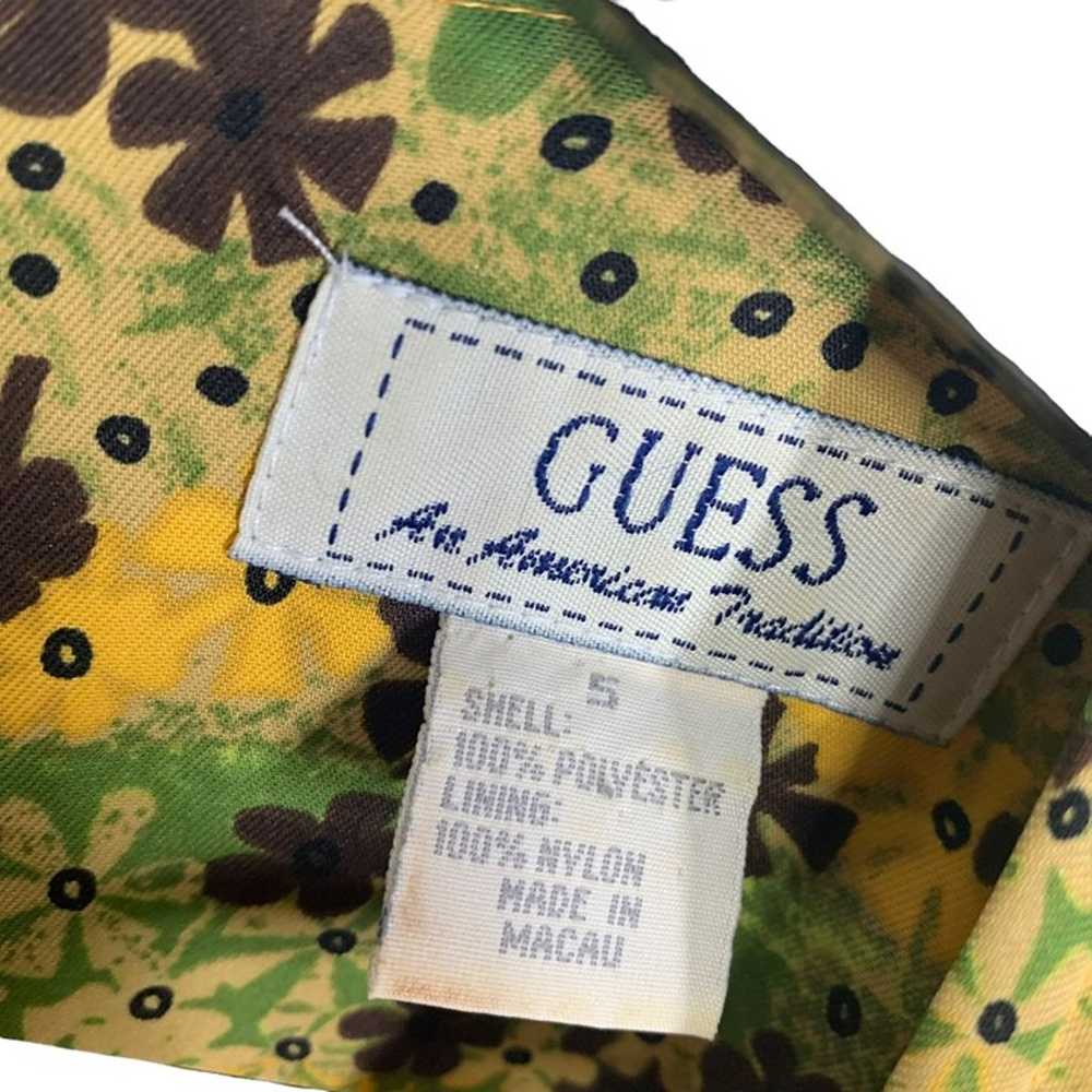 Vintage 90s Guess Yellow Green Floral Print Sleev… - image 3