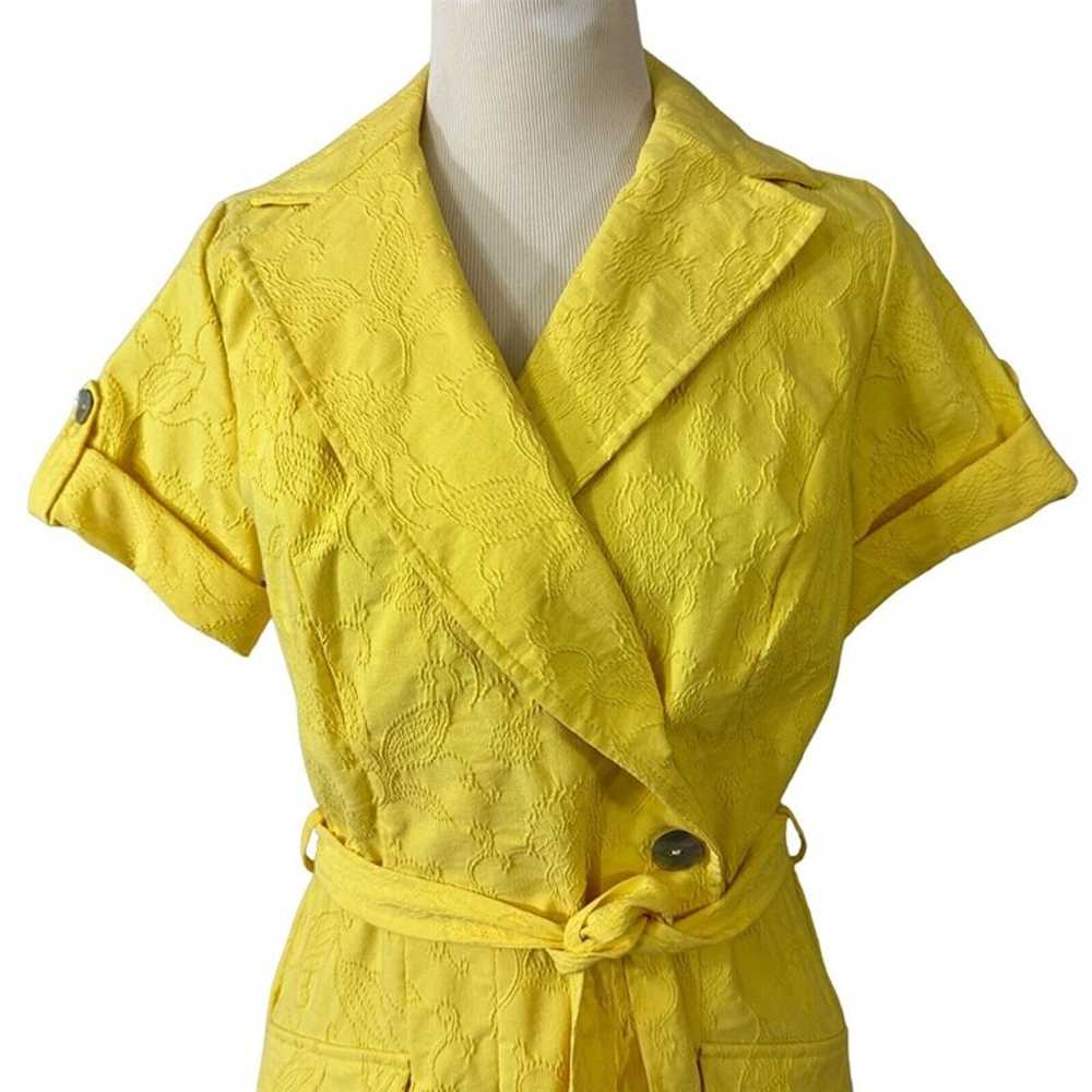 Liz Claiborne Dress Yellow Button Front Size 10 F… - image 3