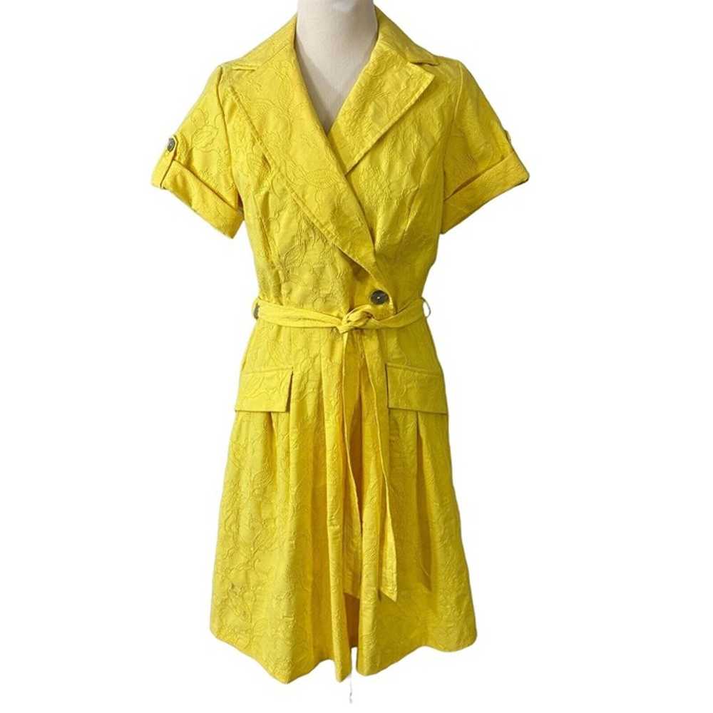 Liz Claiborne Dress Yellow Button Front Size 10 F… - image 4