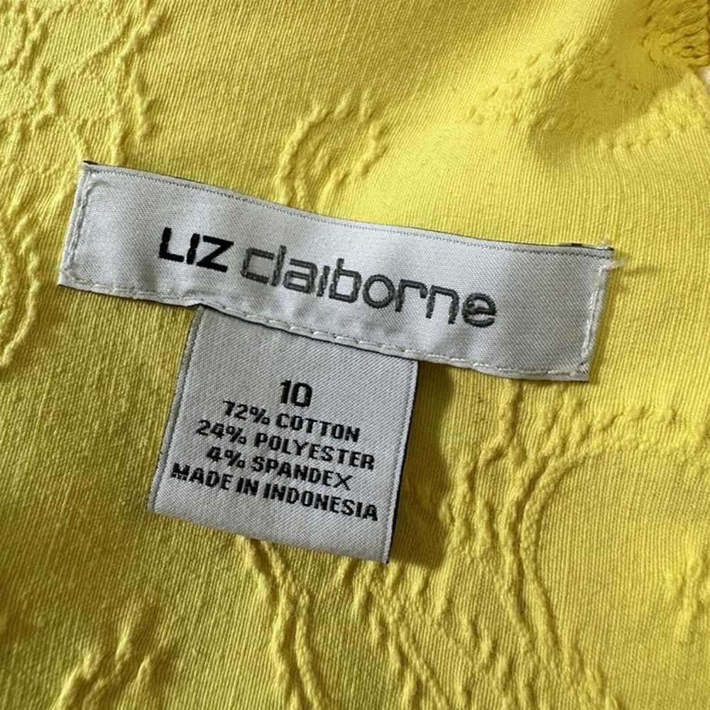 Liz Claiborne Dress Yellow Button Front Size 10 F… - image 9