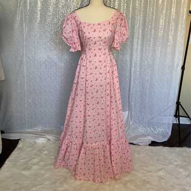 Handmade Vintage Cottagecore Floral Pink Maxidress