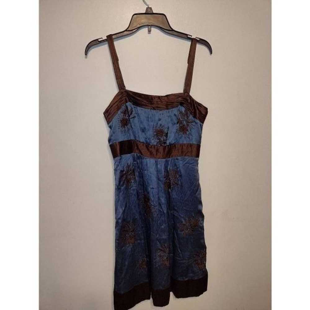 BCBGMaxazria Silk Y2K Vintage Embroidered Empire … - image 1