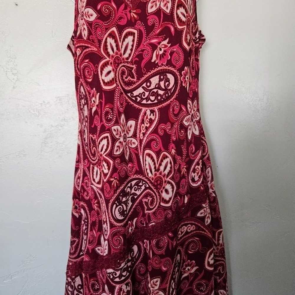 Believe Vintage Women's 10 Red Paisley Midi Dress… - image 3