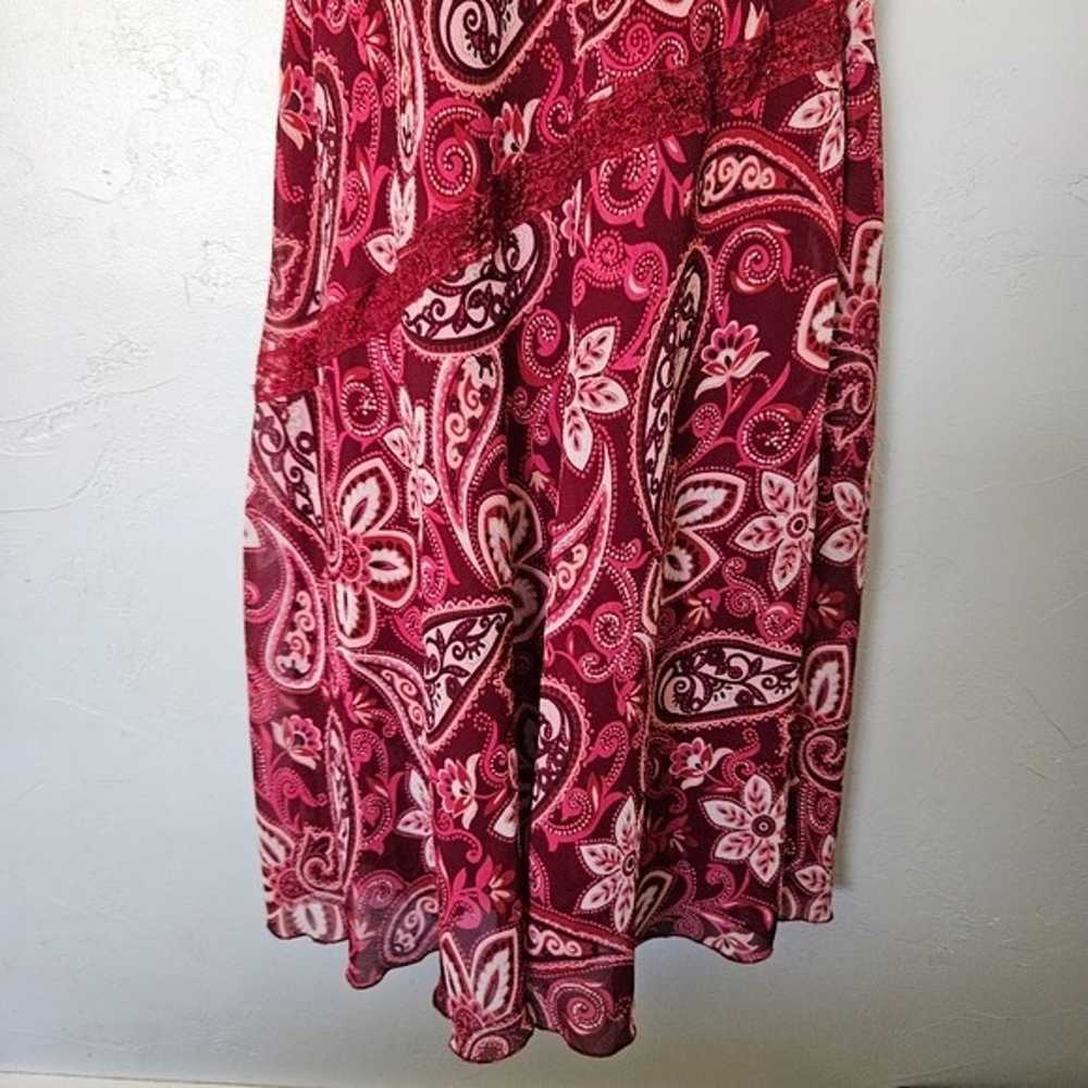 Believe Vintage Women's 10 Red Paisley Midi Dress… - image 4