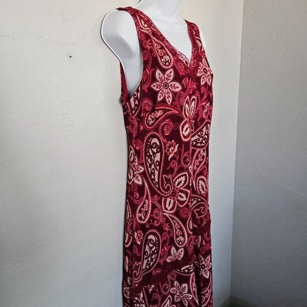 Believe Vintage Women's 10 Red Paisley Midi Dress… - image 8