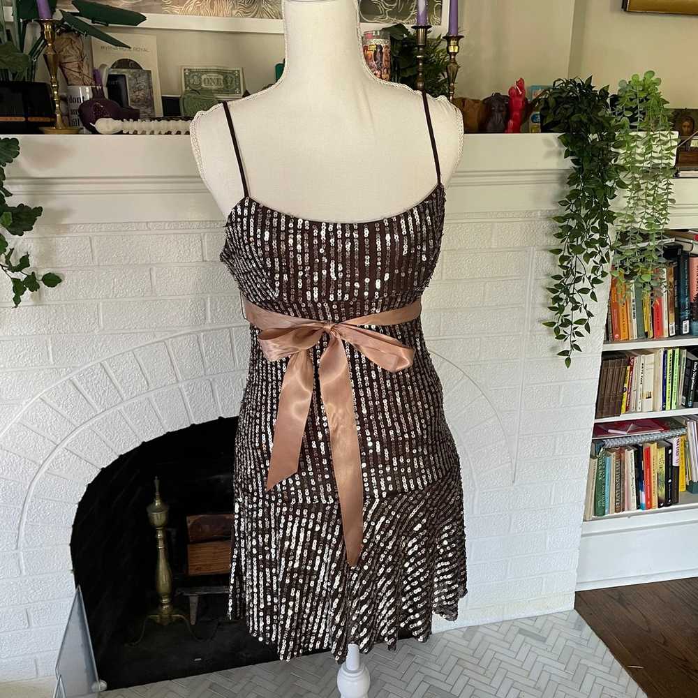 Vintage y2k Brown Sequin BCBG Maxazria Dress - image 1