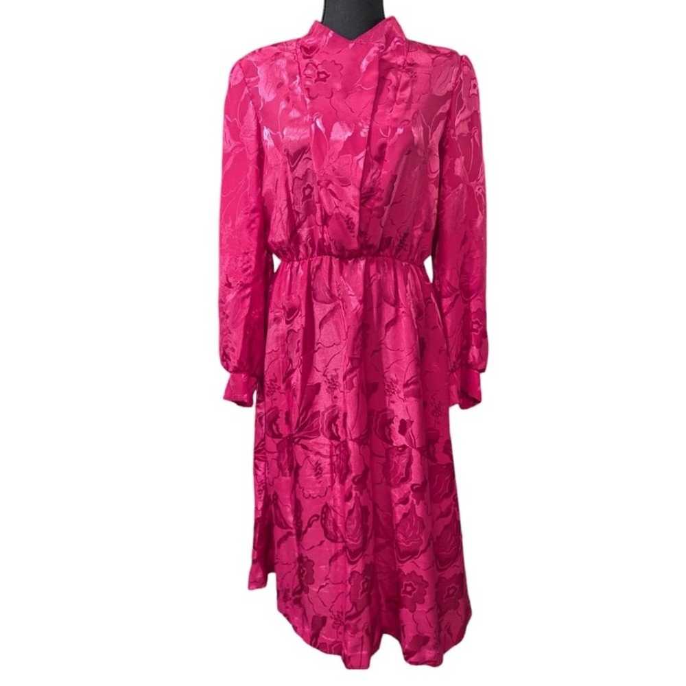 Vintage HHR Fuchsia Pink Floral Embossed Wrap Sty… - image 1