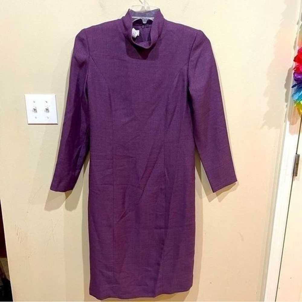 Vintage HENRY LEE Mock Neck Purple Shift Dress si… - image 1