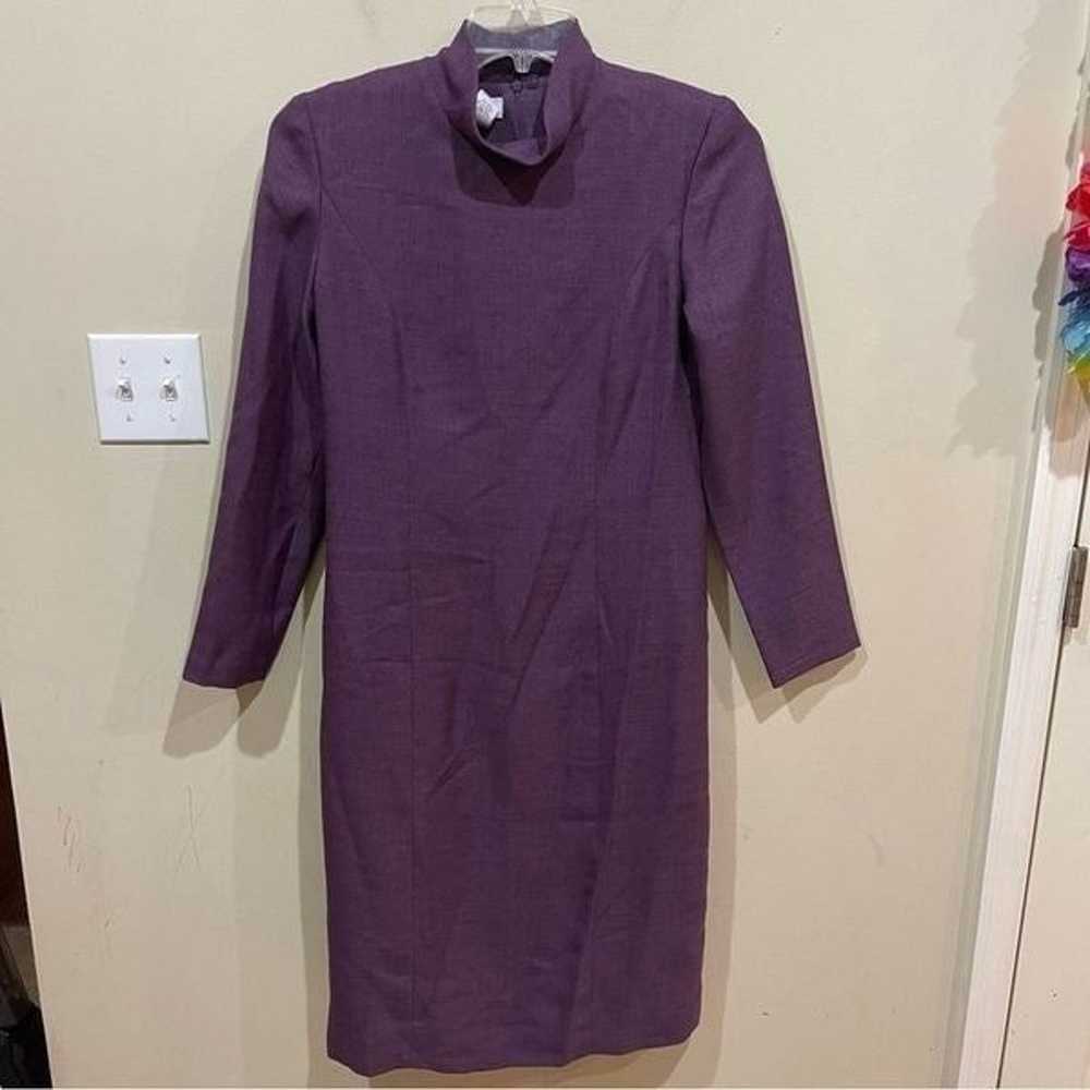 Vintage HENRY LEE Mock Neck Purple Shift Dress si… - image 2