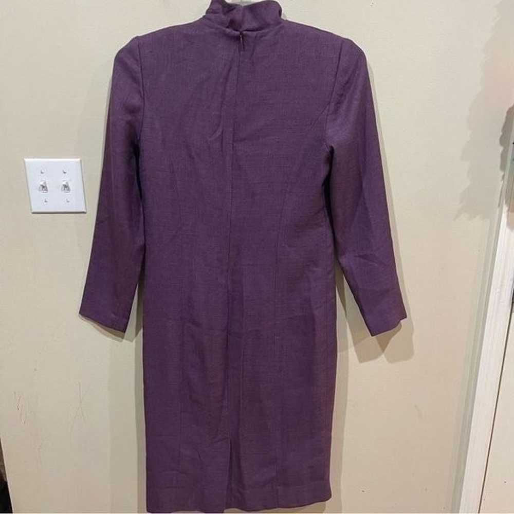 Vintage HENRY LEE Mock Neck Purple Shift Dress si… - image 7