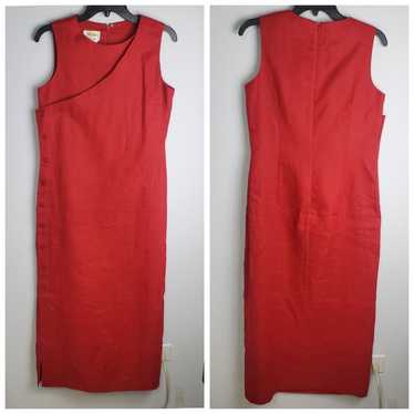 Vintage Talbots Red Irish Linen Maxi Dress Size 8