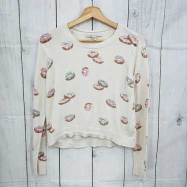 LC Lauren Conrad MEDIUM Pink Cream Donut Crop Kni… - image 1