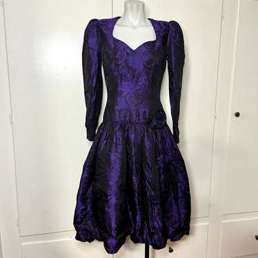 Vintage Ann Hobs Purple Metallic Rose Print Sweeth