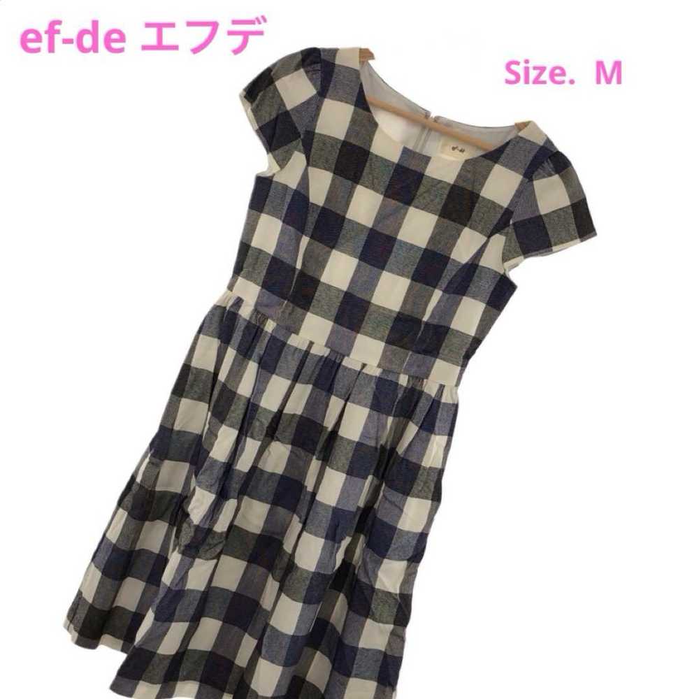 ef-de FDE One Piece Mini Flare Half Sleeve Check … - image 1