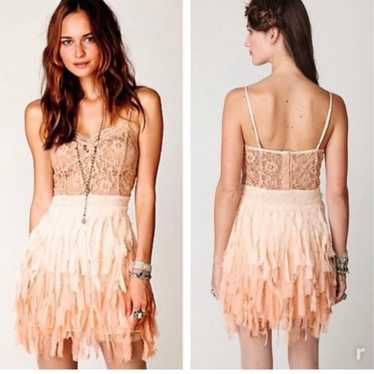 Free People vintage lace beaded ombré boho dress