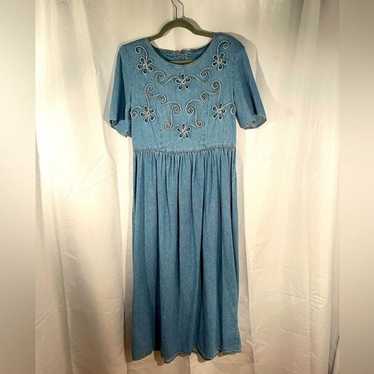 Vintage 80s/90s Plaza South Denim Dress Size 8 - image 1