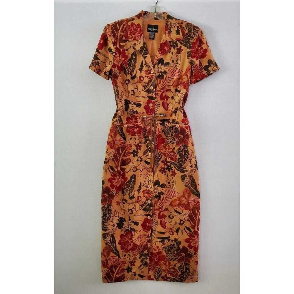 Positive Attitude Linen Blend Floral Dress Size 8… - image 1