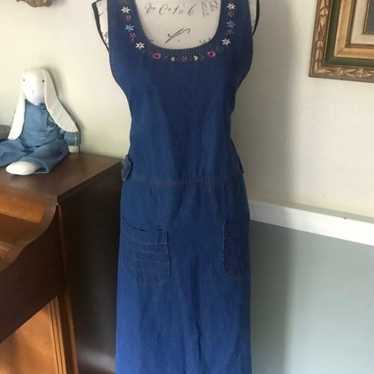 Denim Sleeveless Vtg embroidered dress