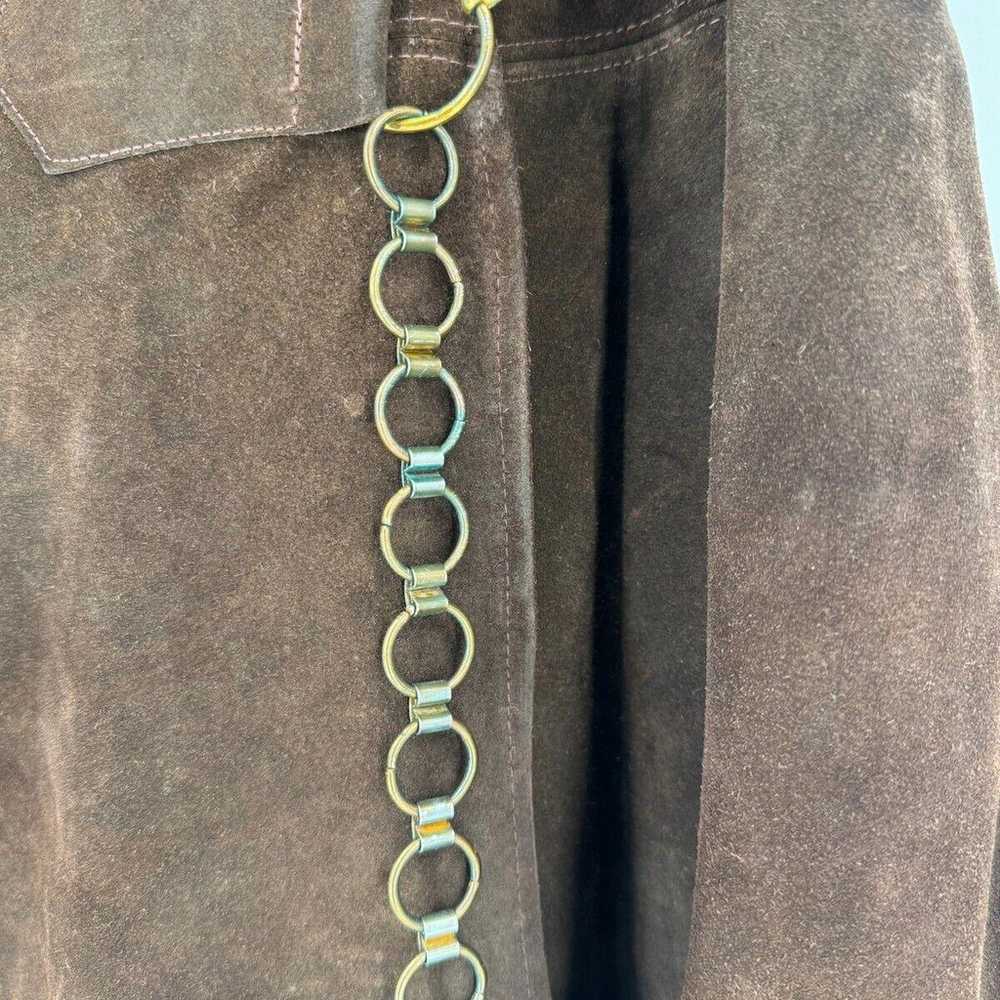 JORGENS Womens Vintage Brown Suede Chain Closure … - image 3