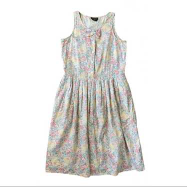 Vintage Floral Button Poplin Dress Size Medium - image 1