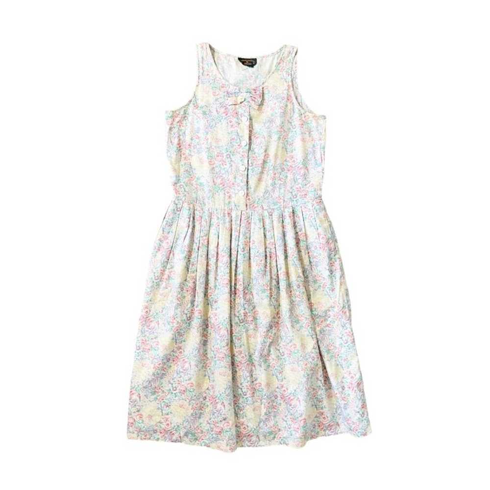 Vintage Floral Button Poplin Dress Size Medium - image 3