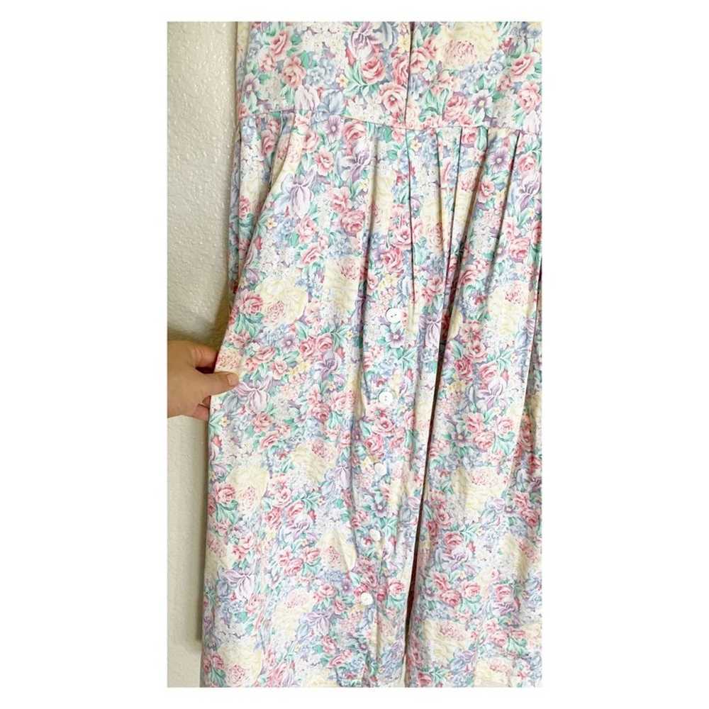 Vintage Floral Button Poplin Dress Size Medium - image 5