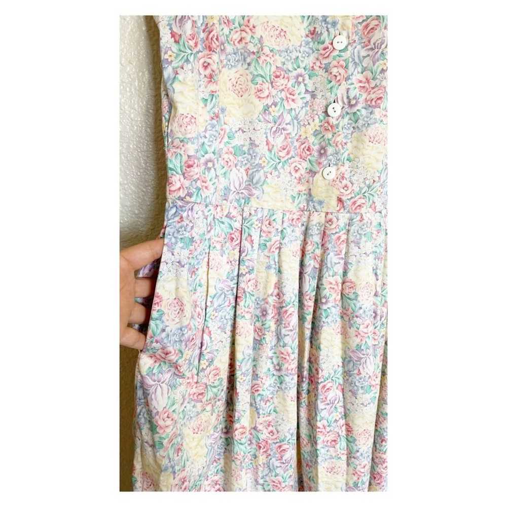 Vintage Floral Button Poplin Dress Size Medium - image 8